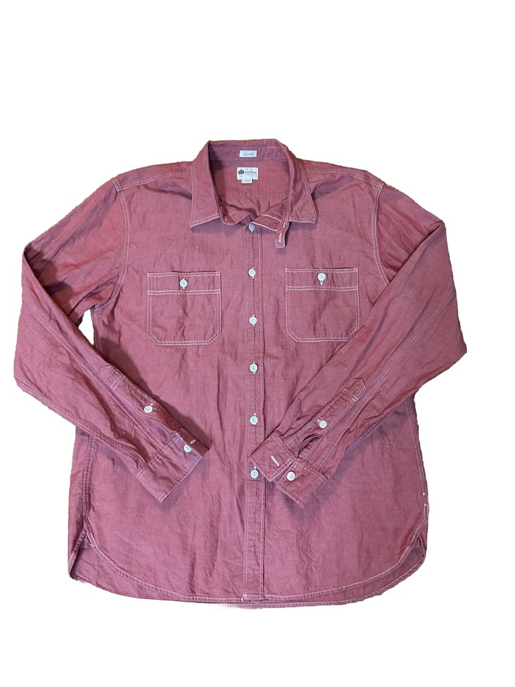 J Crew Shirt Mens Size LG Red Button Down Long Sleeve 100% Cotton