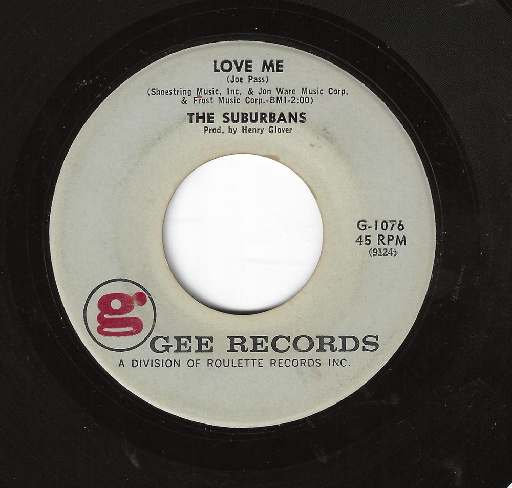 The Suburbans 45Rpm '61 Gee Love Me/Lovin' Hands Doo Wop Vocals Strong Vg+ Vinyl