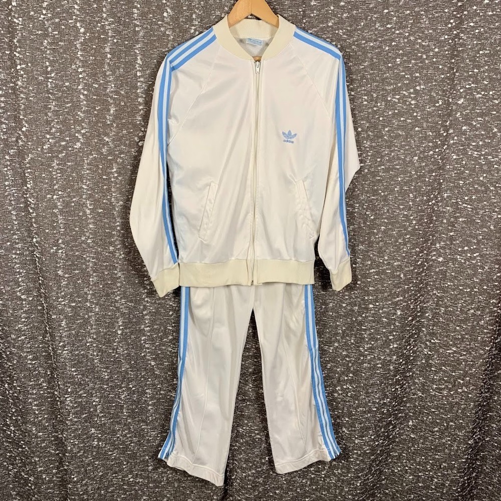 Vintage 80s Adidas ATP Keyrolan Tracksuit Trefoil Logo Blue/White Size Medium