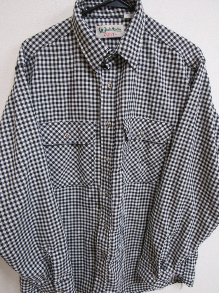 Vintage Gander Mountain Quiet + Black/White Check HWT L/S Button-Up Shirt XL USA
