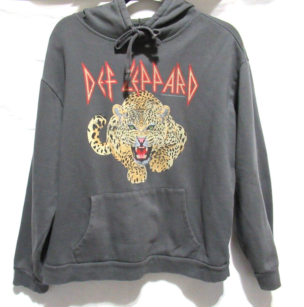 Social Scene Women's Size Large Def Leppard Dark Gray Band Hoodie Sweatshirt