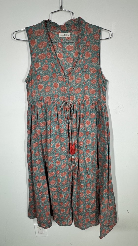 Natural Life Amelia Sleeveless Button Up Floral Shirt Dress Size M Boho Gypsy