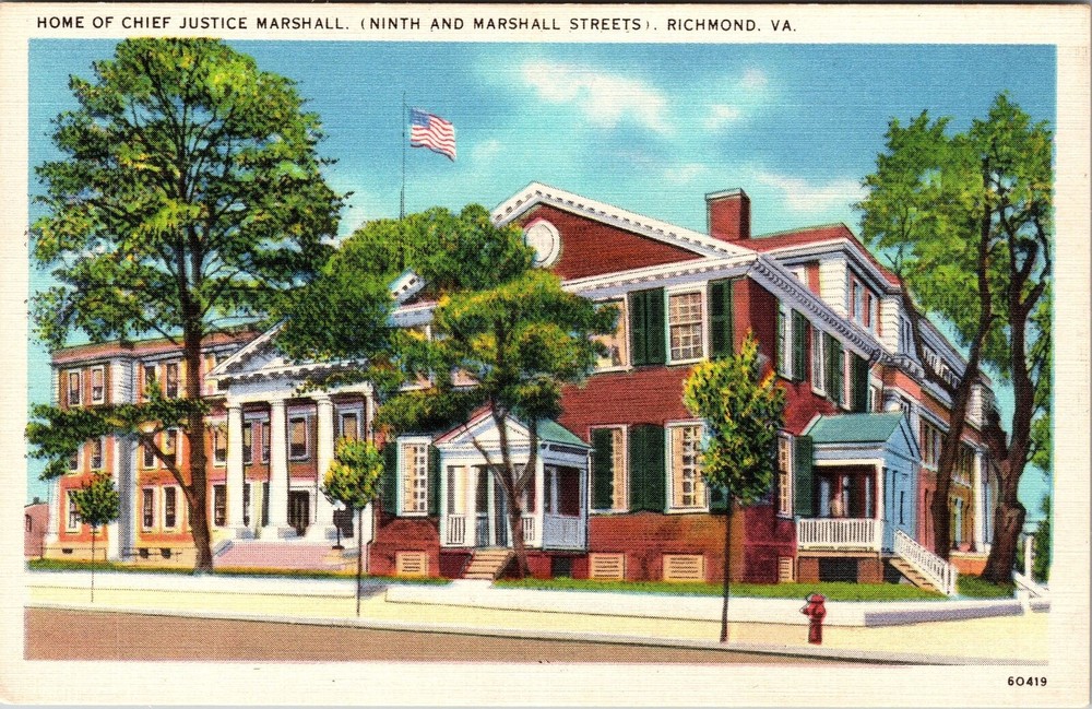 Richmond VA-Virginia, Home Chief Justice Marshall, Vintage Postcard