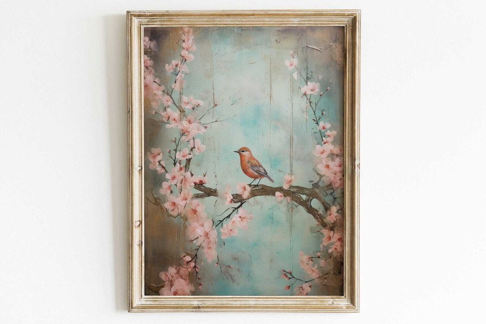 Bird Wall Art Rustic Wall Decor Nature Print Vintage Botanical Home Decor Bird