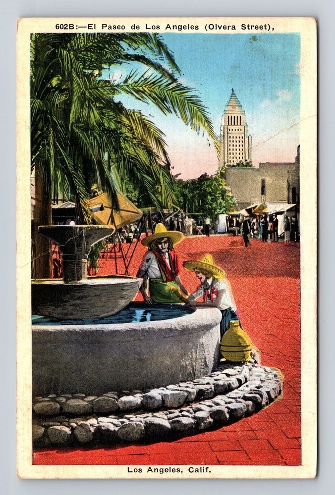 Los Angeles CA-California, El Paseo de Los Angeles, Antique Vintage Postcard