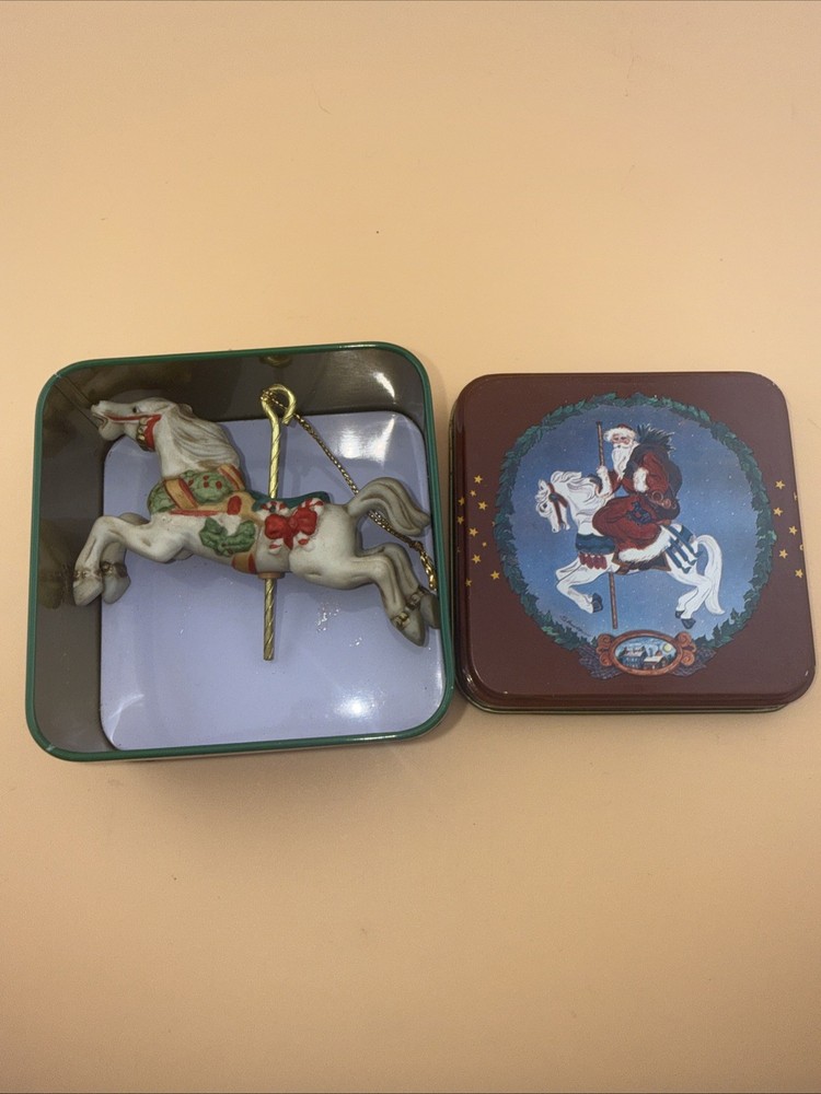 Vintage 1987 Willits Porcelain Carousel Horse Christmas Ornament #5304 in Box