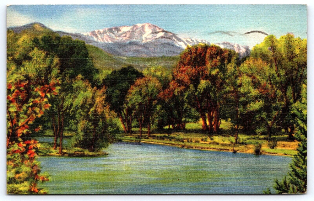 Pike's Peak Colorado Mountain Monument Valley Park Vintage Postcard Usa