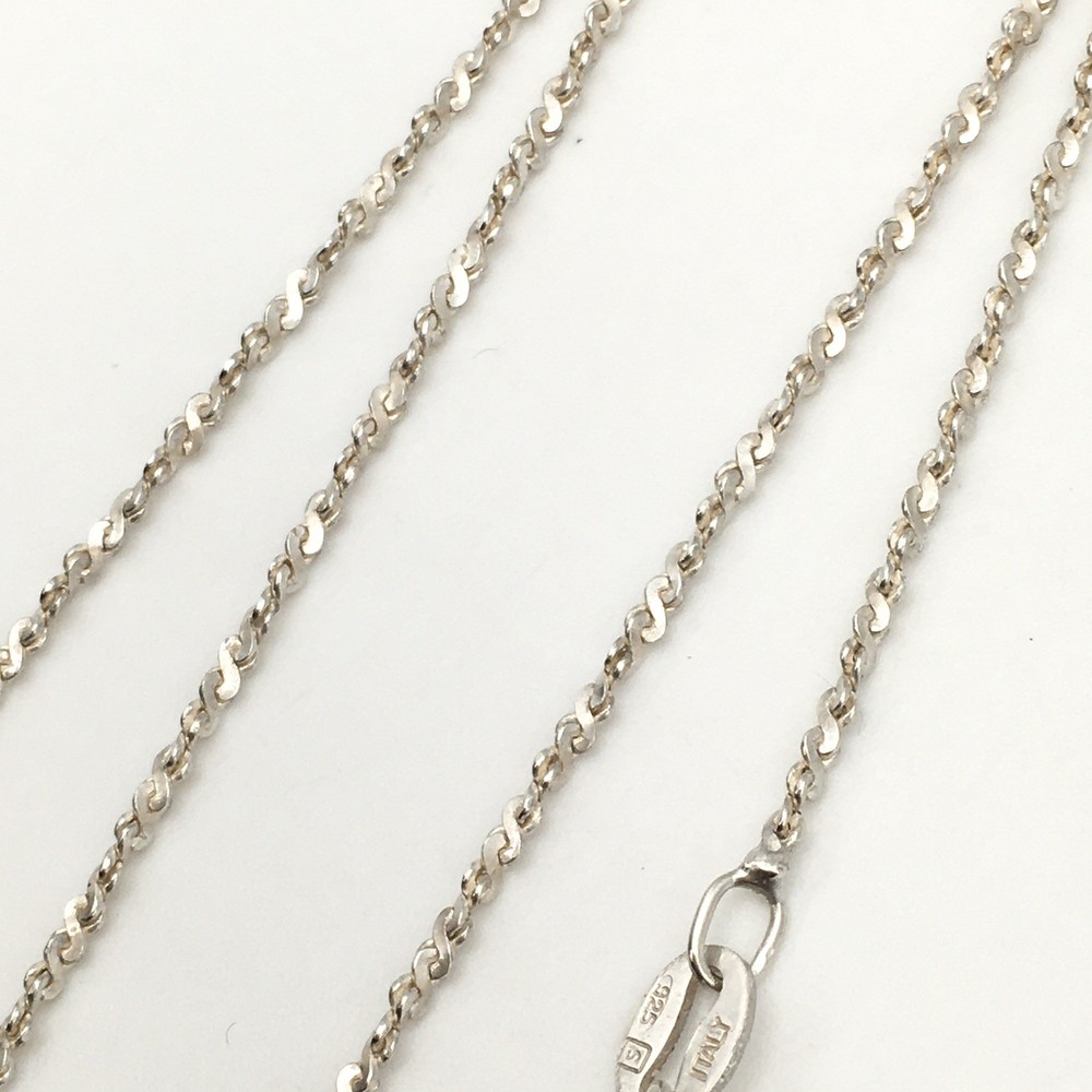 Vtg Sterling Silver 1.5mm Twist Serpentine Chain Necklace 18” 925 Italy 3.3g #72