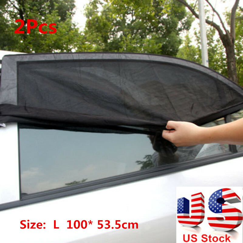 2pcs Car Side Window Sun Shade Magnetic Heat Insulated Mesh UV Protection Cover