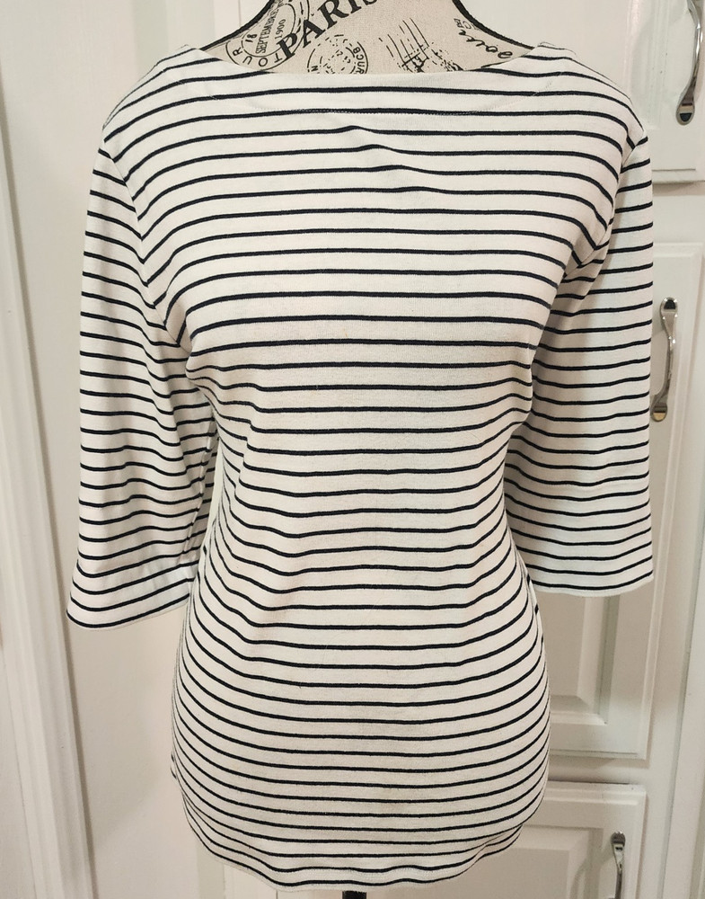 CHRISTOPHER & BANKS white striped blouse- size L