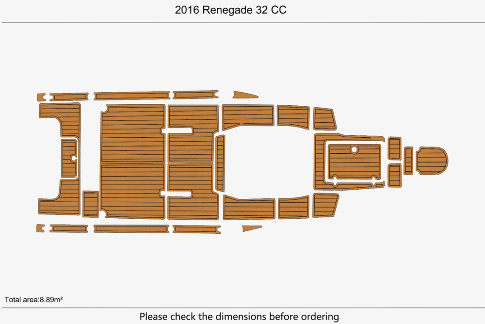 2016 Renegade 32 CC Swim Platform Cockpit Boat EVA Foam Teak Deck Flooring Mat