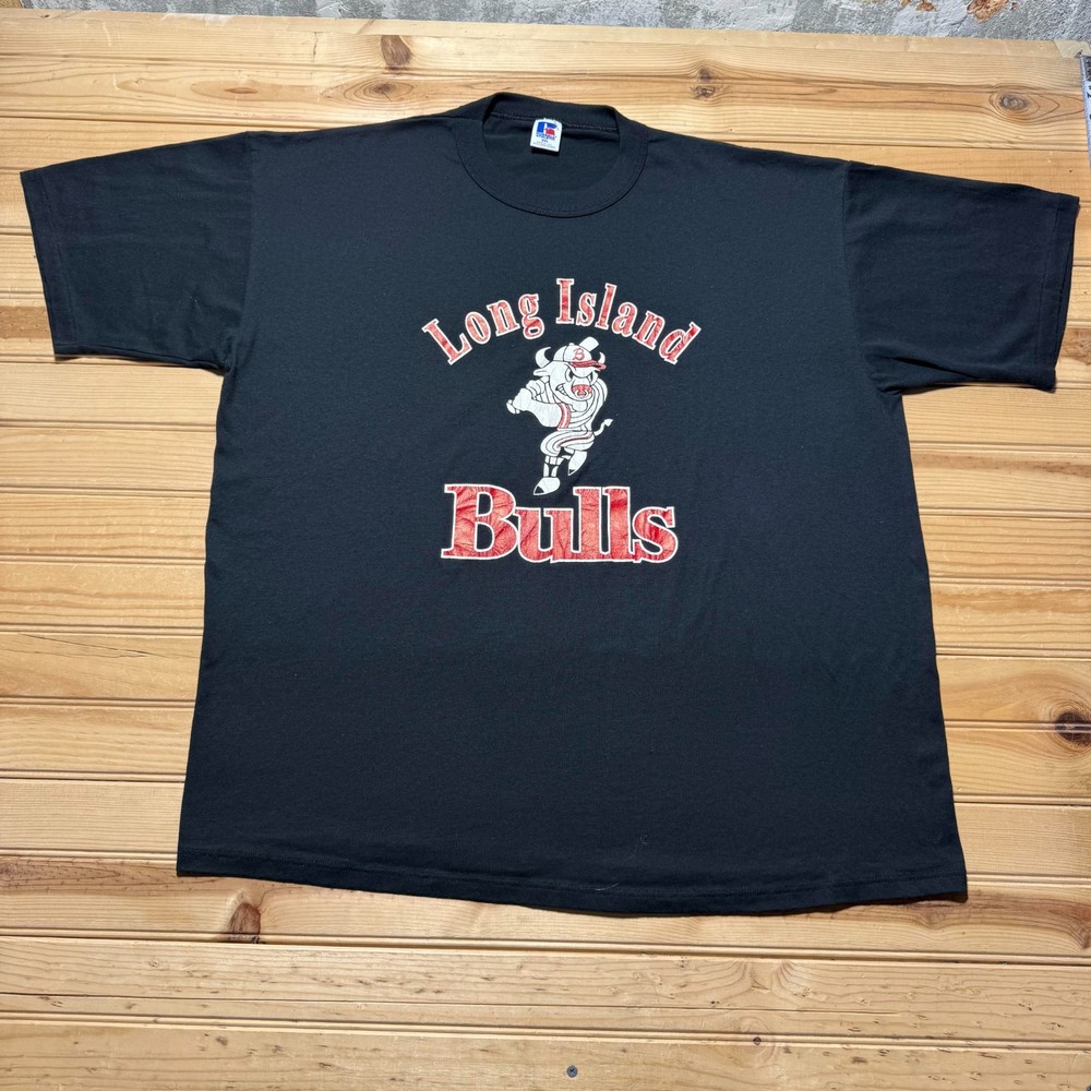 Vintage 90s Long Island Bulls Baseball Single Stitch Graphic T-Shirt USA - XXL