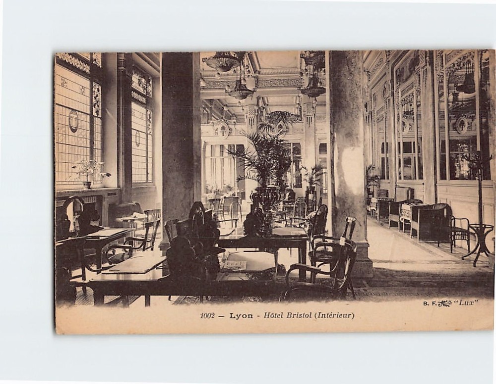 Postcard Interior of Hotel Bristol Lyon France