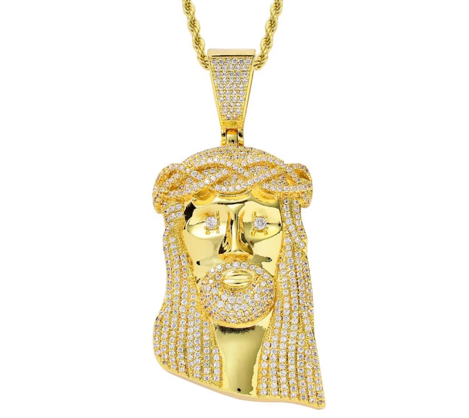 Hip hop rap big JESVS full diamond necklace golden Jesus pendant Avatar pendant