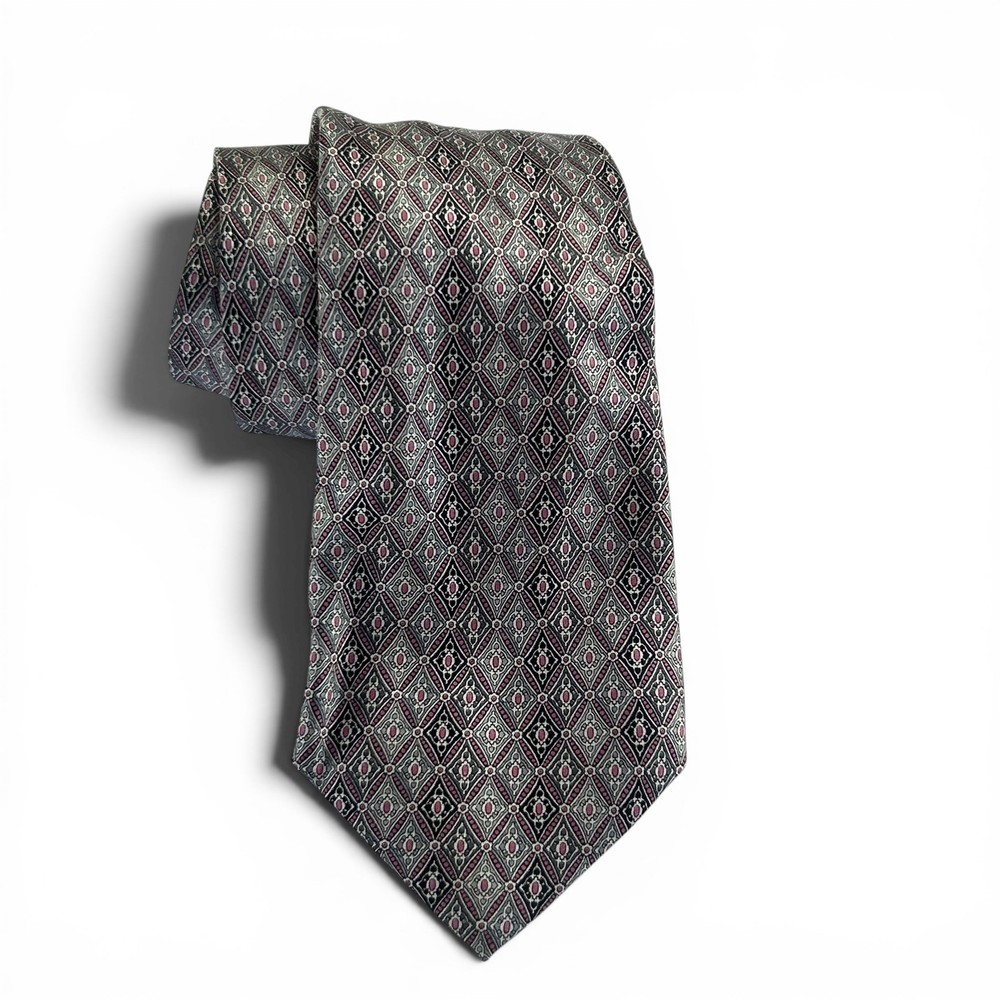 Stefano Ricci Men's Vintage Luxury Italian Tie  100% Silk  Gray Geometric Print