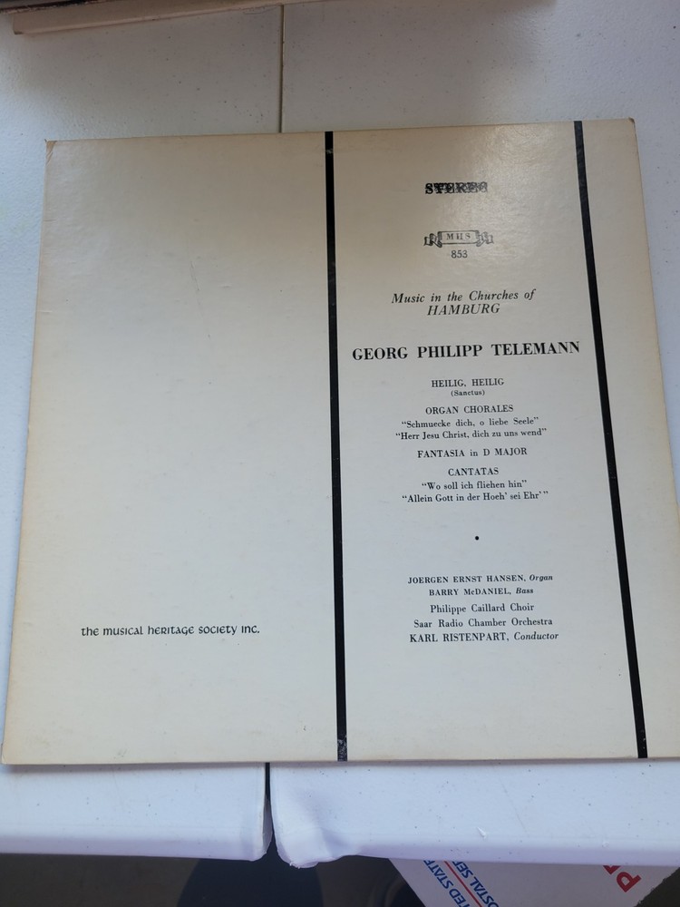 Georg Philipp Telemann MHS 853 Stereo Vinyl LP Organ Chorales Cantatas Karl