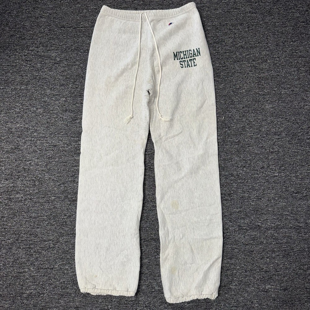 Vintage 80s Champion Reverse Weave Michigan State Gray Sweatpants Mens - Size L