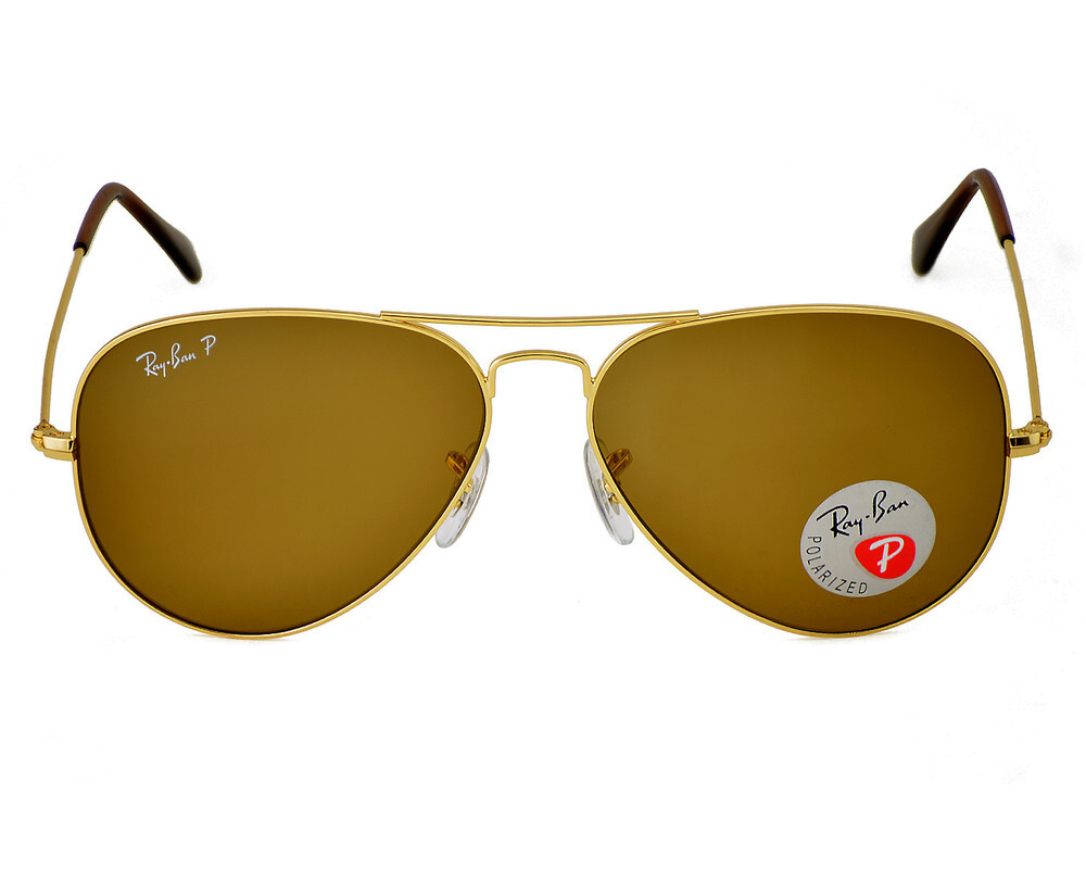 Ray-Ban Sunglasses RB3025 Aviator Classic Gold Frame Polarized Brown Lens 58mm