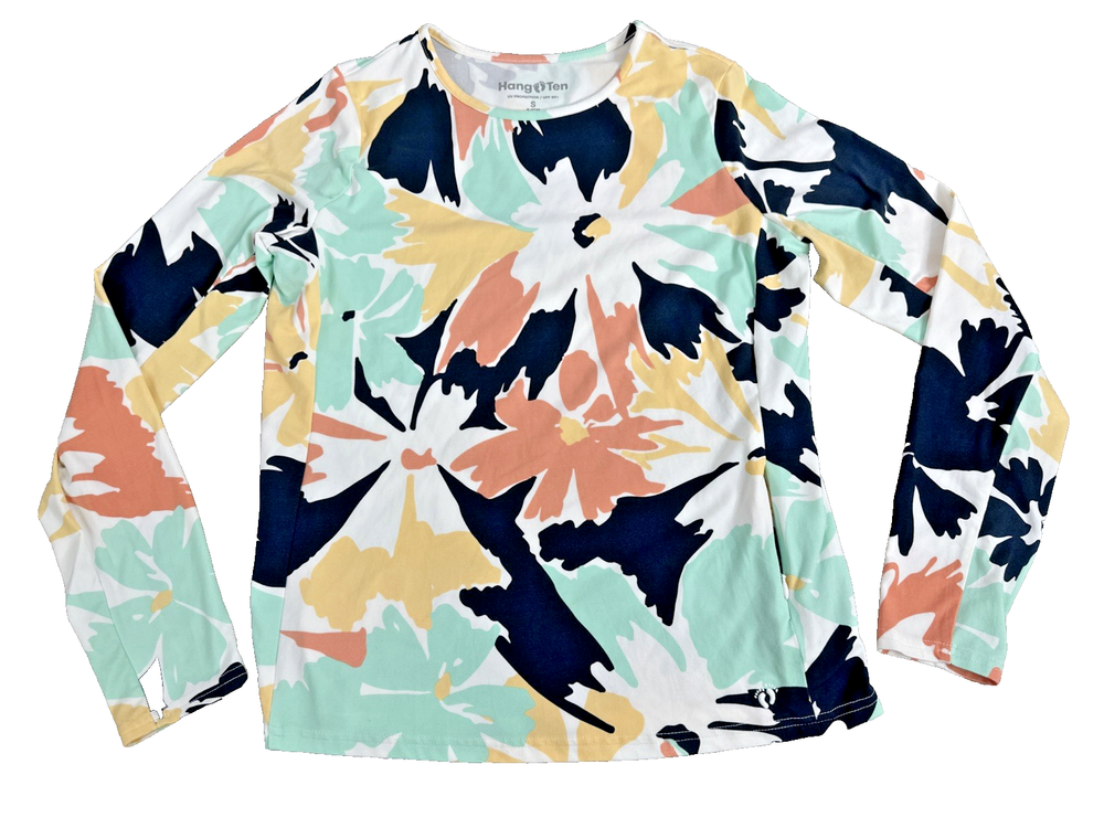 Hang Ten Women’s Long Sleeve Sun Shirt S Sunray Floral Quick Dry UV UPF 50+
