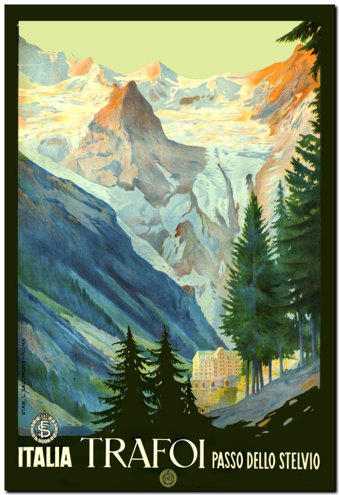 Cool Retro Travel Poster *FRAMED* CANVAS ART Trafoi Italy 16