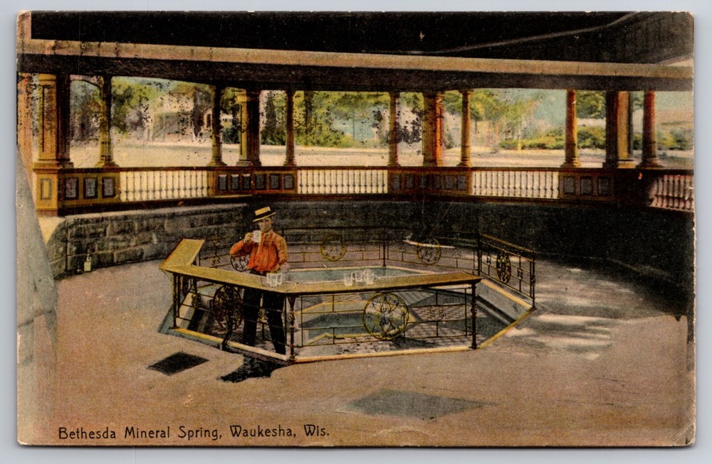 Bethesda Mineral Spring Waukesha Wisconsin WI 1910 Postcard