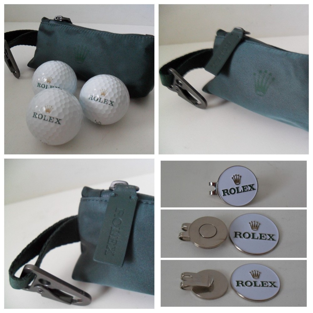 ROLEX Golf Ball Pouch 3 ROLEX Titleist Pro V1 Balls + ROLEX Hat Clip Ball Marker