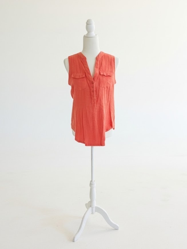Ava & Grace Women's Pullover Sleeveless Orange Summer Top Size M