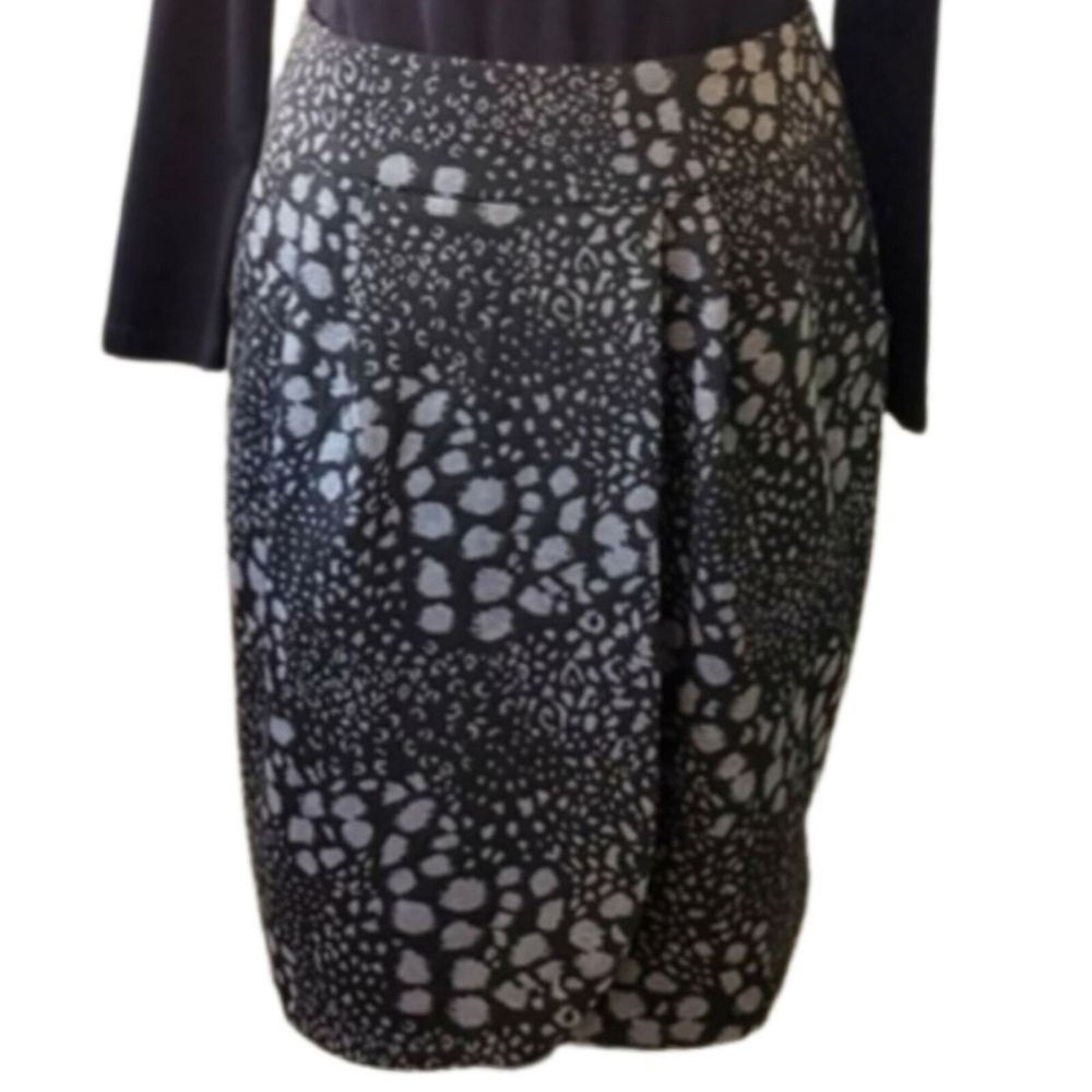 Abstract Stretch Midi Skirt in Black & Fall Gray - Women's Size 10-image