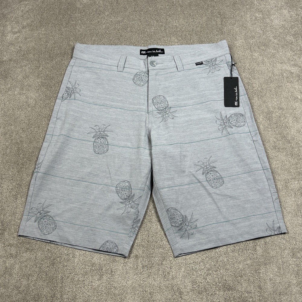 NEW Travis Mathew Shorts Mens 33 x 11 Gray Golf Chino Performance Stretch Casual