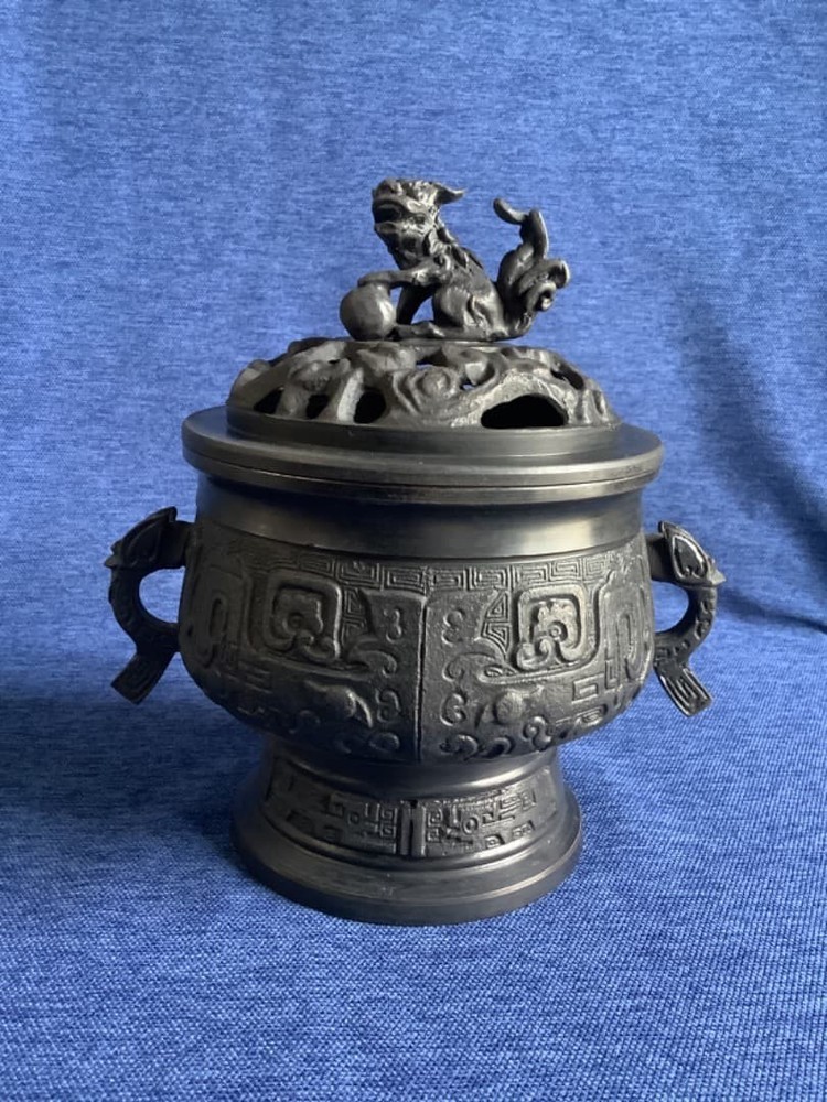 Japanese Bronze Incense Burner Vintage Censer Shishi Lion Metalwork 5.5 inch