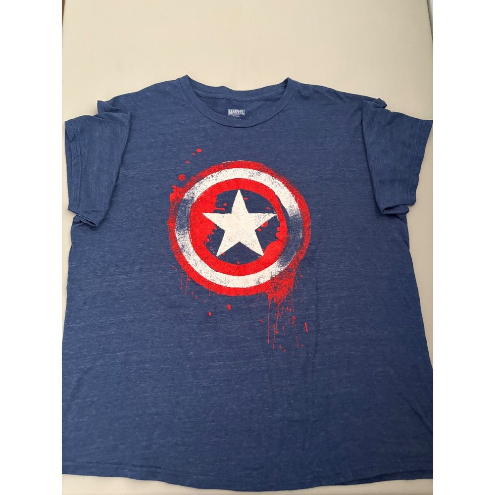 Marvel Captain America Shield Graphic T Shirt XL Blue Short Sleeve Men's