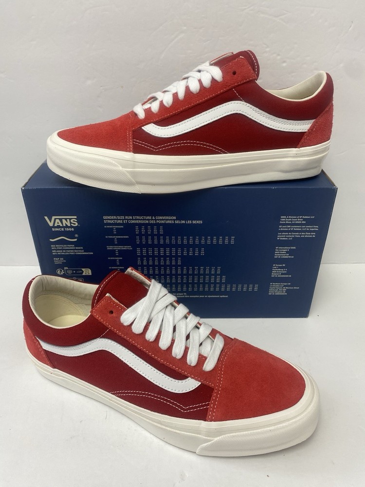 VANS M 11.5 PREMIUM LX Old Skool Skate Shoes Ultra Cush Sole Red White New !