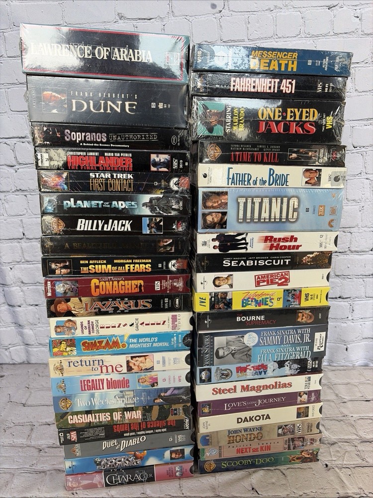 Lot of 40 VHS Tapes Mixed Genre All New Factory Sealed. See Pics For Titles.