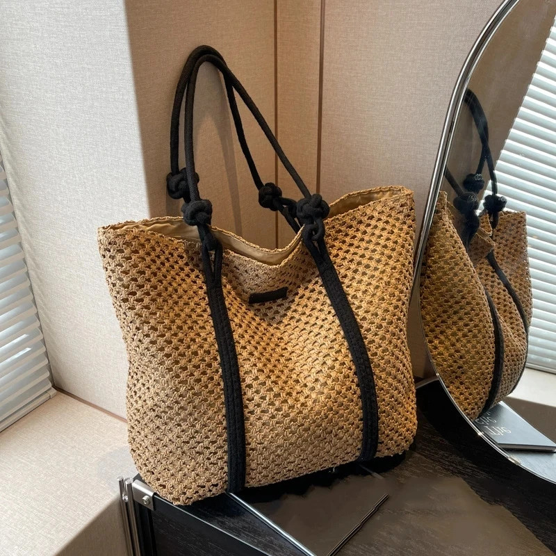 Elegant Straw Woven Handbag for Women Beach Holiday Casual Shopper