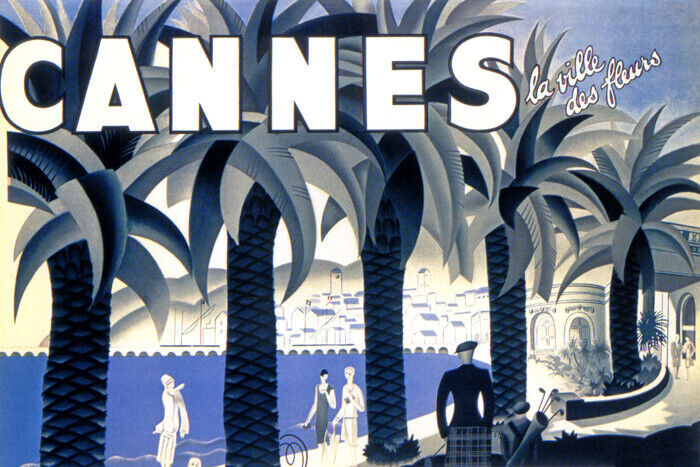 Cannes French Riviera La Ville Des Fleurs Flowers Travel Vintage Poster Repro