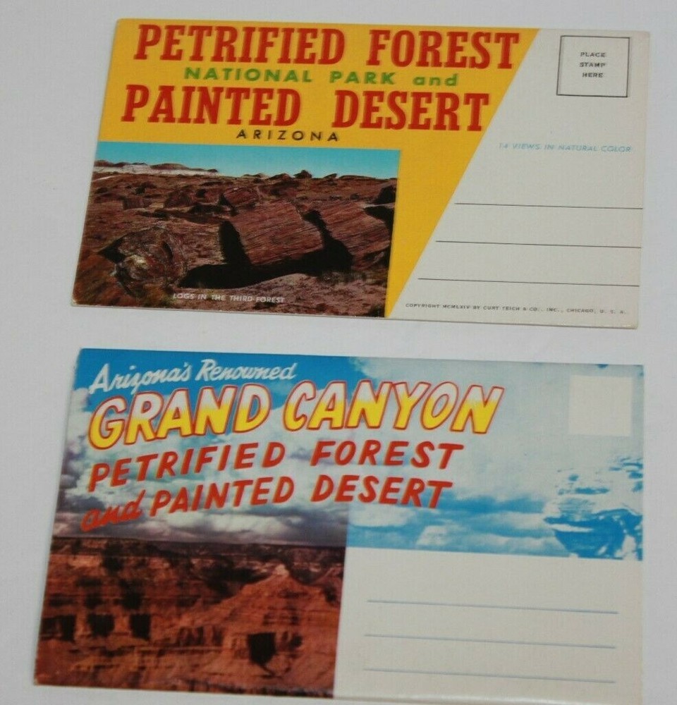 Vintage Souvenir Postcard Folders Petrified Forest Grand Canyon Arizona