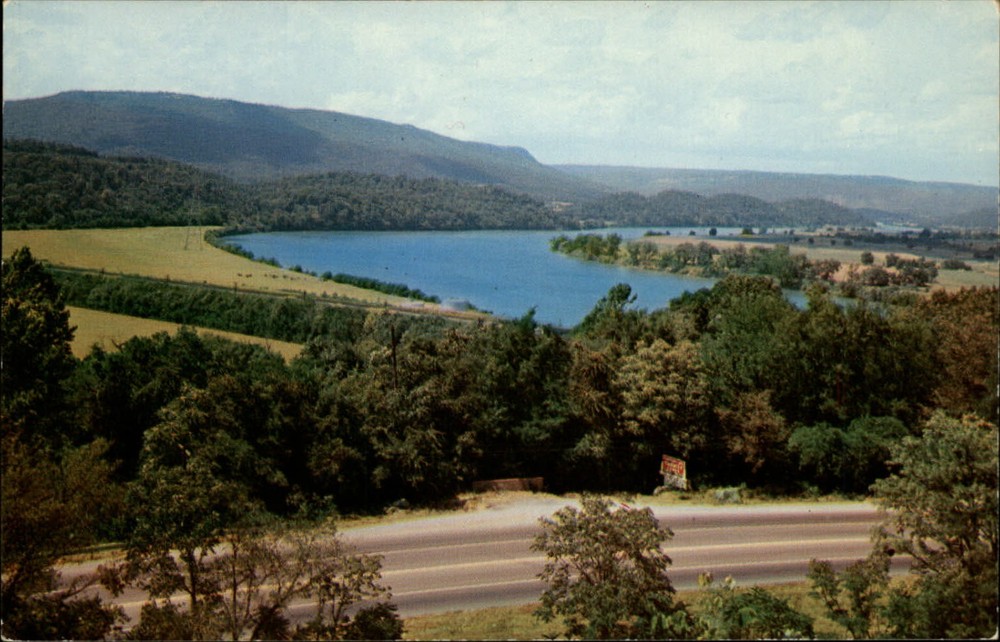 Tennessee River from Lookout Mountain ~ Chattanooga Tennessee ~ 1955 postcard