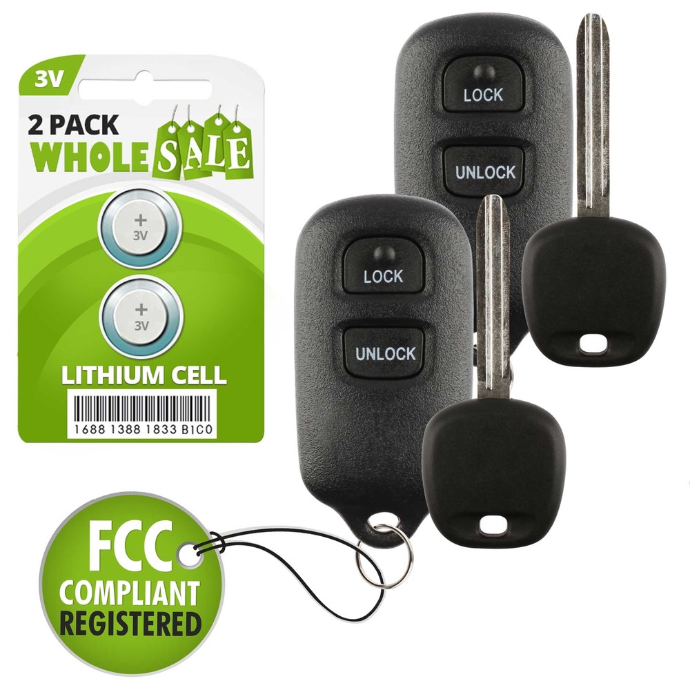 2 Replacement For 2007 2008 Toyota FJ Cruiser Key + Fob Remote