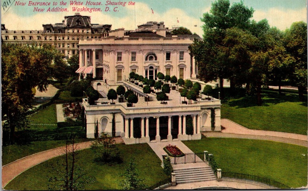 Dr Jim Stamps Postcard East Entrance To White House Edge Crease