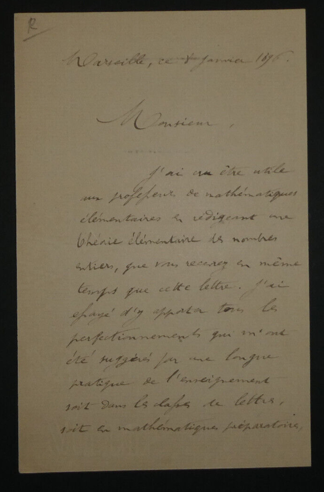 [Achilles] GOULARD - AUTOGRAPH LETTER SIGNED TO Charles-Angelo LAISANT, 1896-image