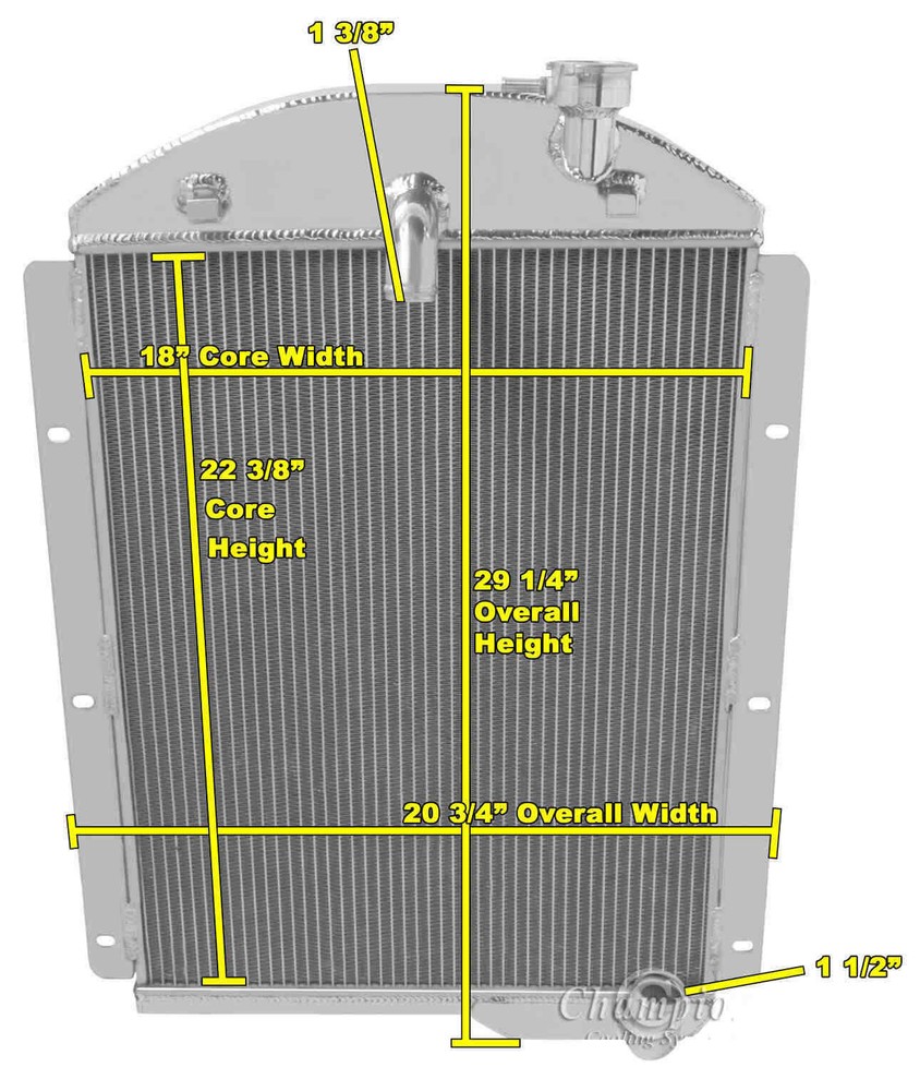 3 Row Aluminum Radiator Fit 1941 1942 1943 1944 1945 1946 Chevy Pickup Truck