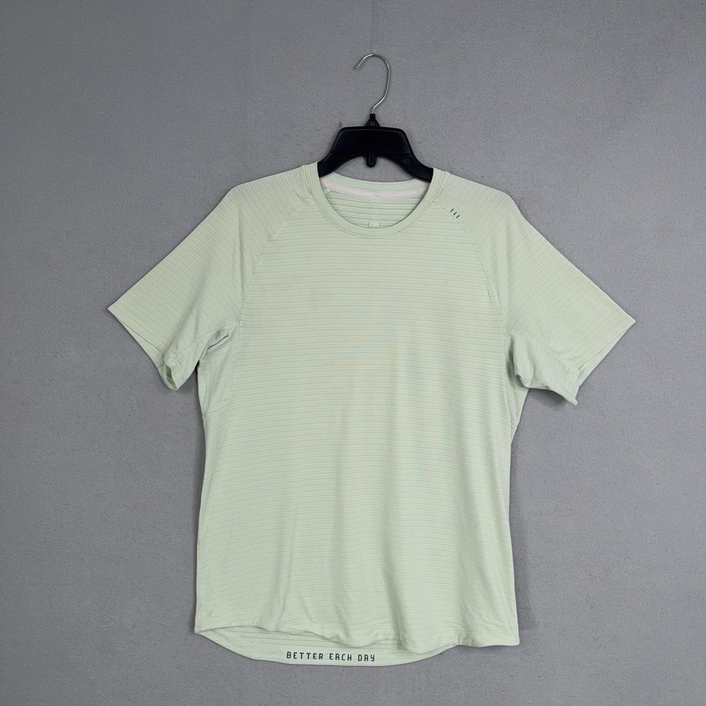 Lululemon Shirt Mens Medium Green Better Each Day Short Sleeve Running Athletic