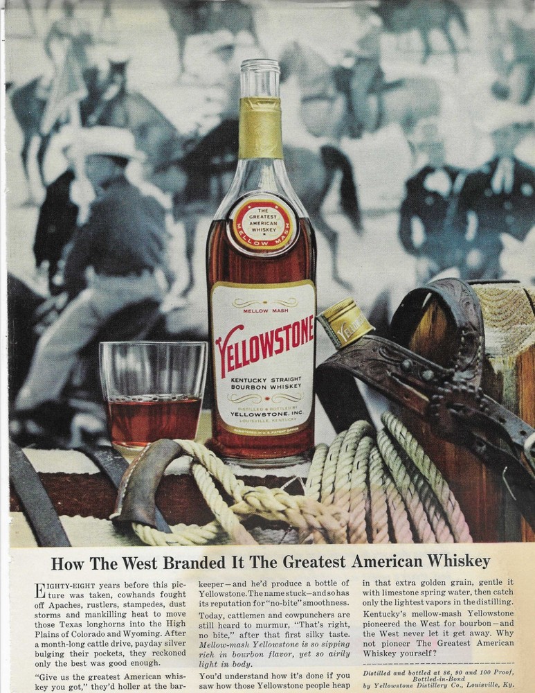 Yellowstone Kentucky Straight Bourbon Whiskey  Original Print Ad