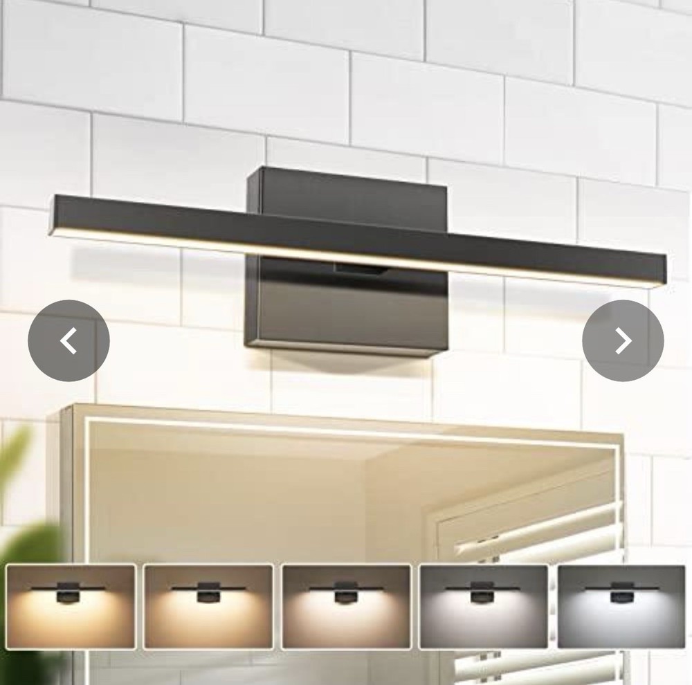 VOLISUN Modern Bathroom Vanity Light 15.7 inch, 12W Dimmable 5CCT Led Black