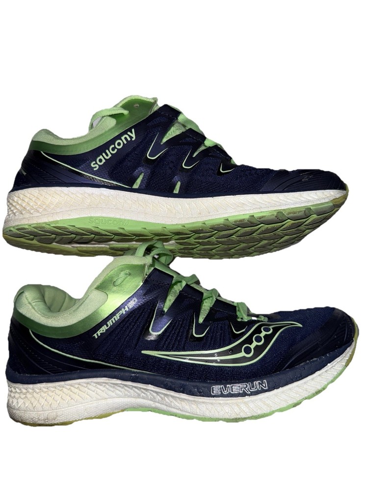 Saucony Triumph ISO 3 Women’s Running Shoes Navy Green EVERUN Size 7.5