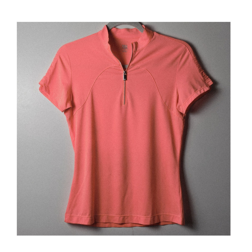 TAIL Women's Pink 1/4 Zip Short Sleeve Polo Activewear Top XS