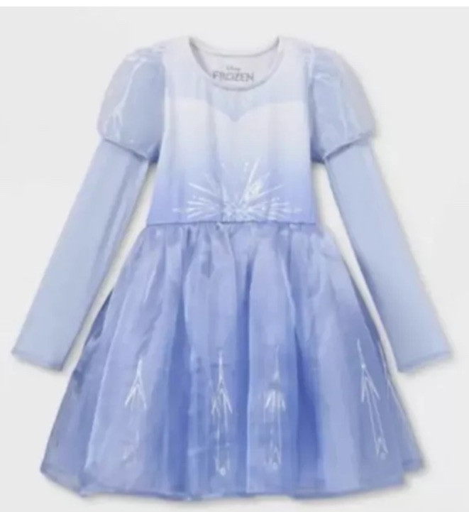 Girls' Disney Frozen 2 Elsa Long Sleeve Cosplay Dress - Light Blue XXL NWT