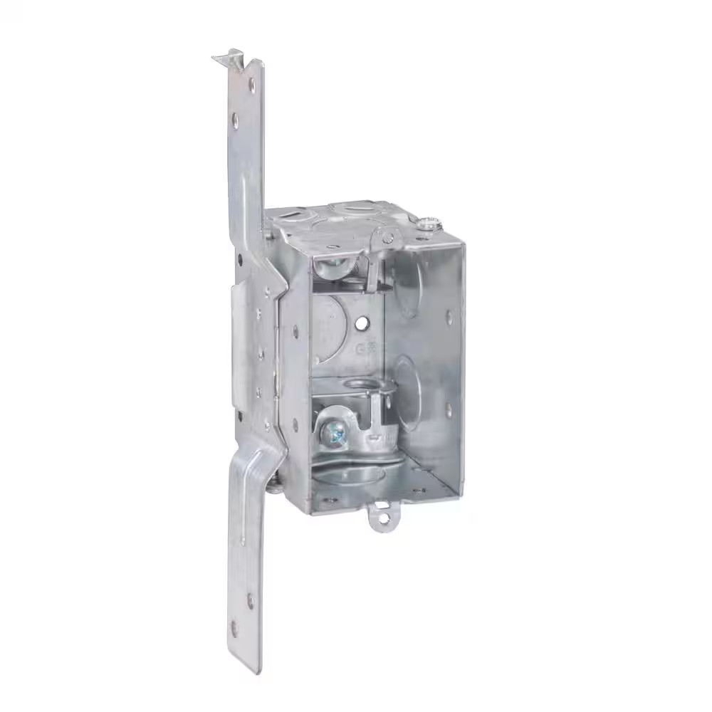 3 In. H X 2 In. W X 2-1/2 In. D Steel Metallic 1-Gang Switch Box, Five 1/2 In. K