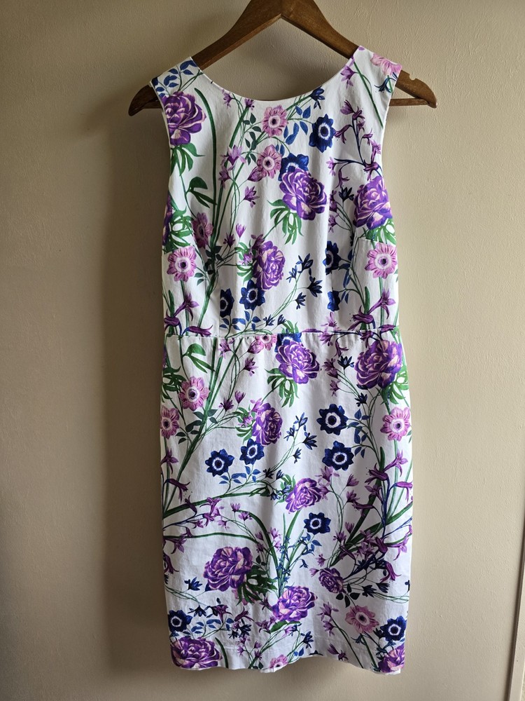 Women's Talbots White Multicolor Floral Sleeveless Tapered Waist Dress Size 6