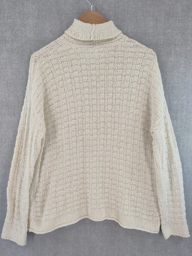 Eileen Fisher Sweater Women M Ivory Organic Cotton Knit Cozy Pullover Peru